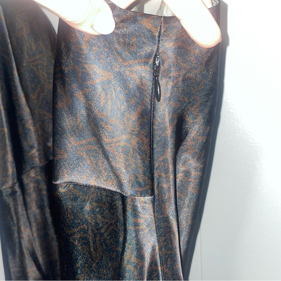 Weekend Los Angeles Royce Midi Leopard Floral Slip Dress Medium Black and Brown - Picture 7 of 10